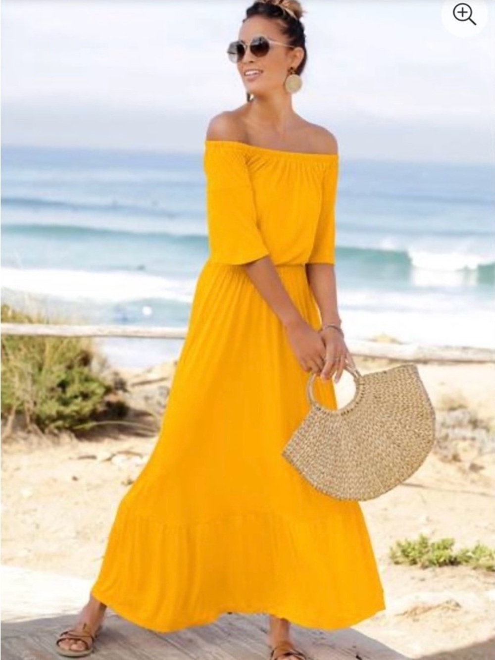 Lascana Venus OTS Maxi Dress - Yellow